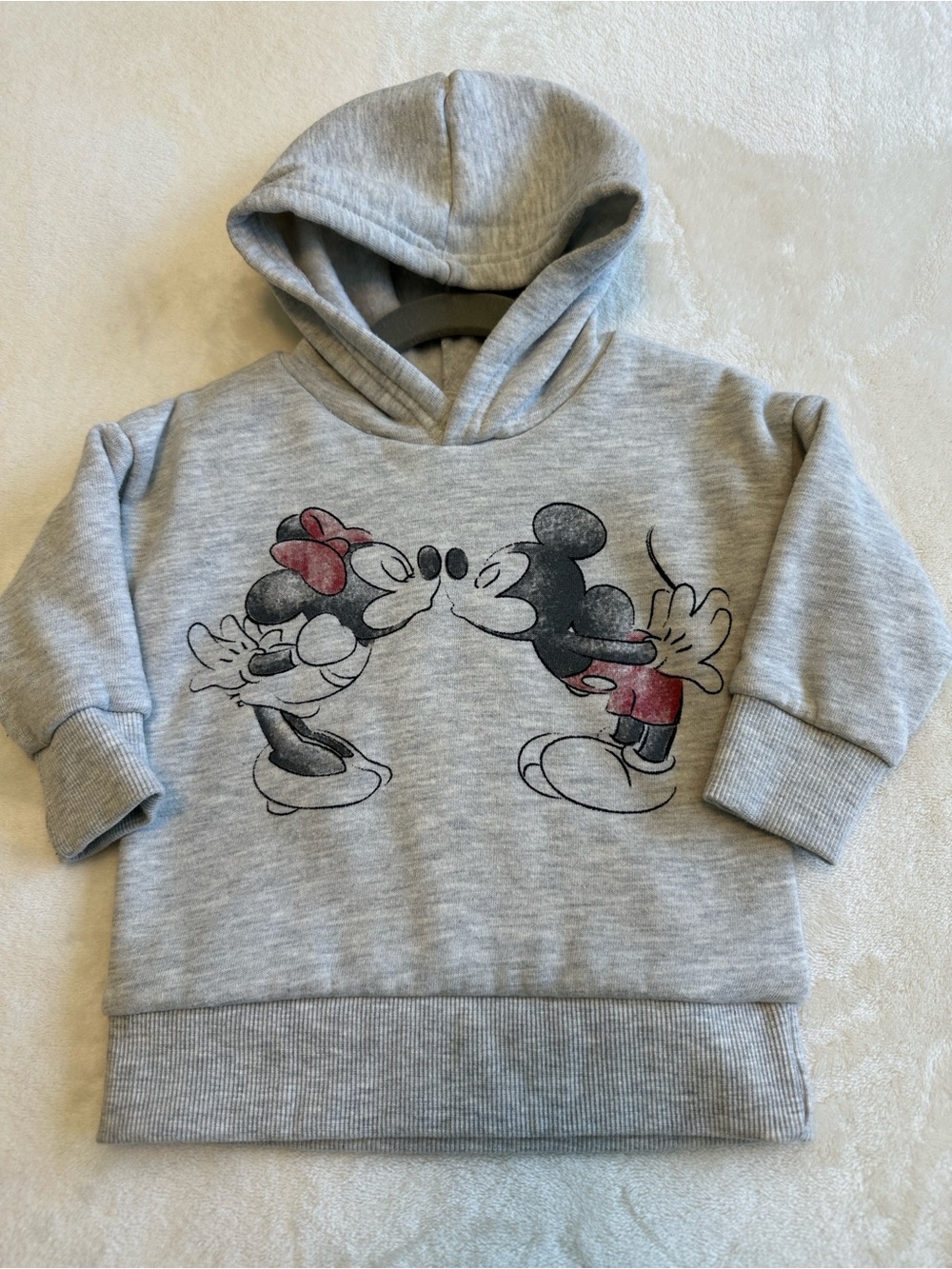 Disney Heather Gray Mickey & Minnie Pullover Hoodie. Sweater, outerwear. - Picture 1 of 4